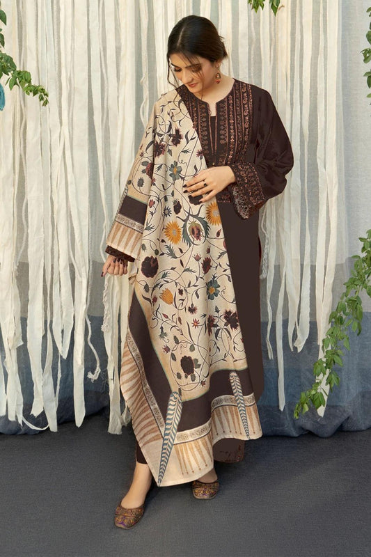 URGE Premium Air-Jet Dhanak – 3 PC Embroidered Unstitched Winter Suit