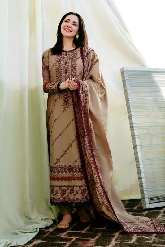 BAROQUE Premium Dhanak – 3 PC Heavy Embroidered Unstitched Winter Suit