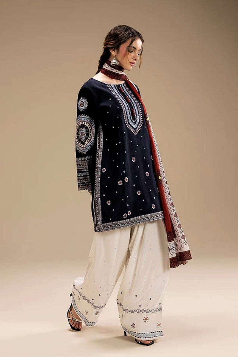 JAZMIN Premium Dhanak – 3 PC Heavy Embroidered Unstitched Winter Suit with Digital Wool Shawl