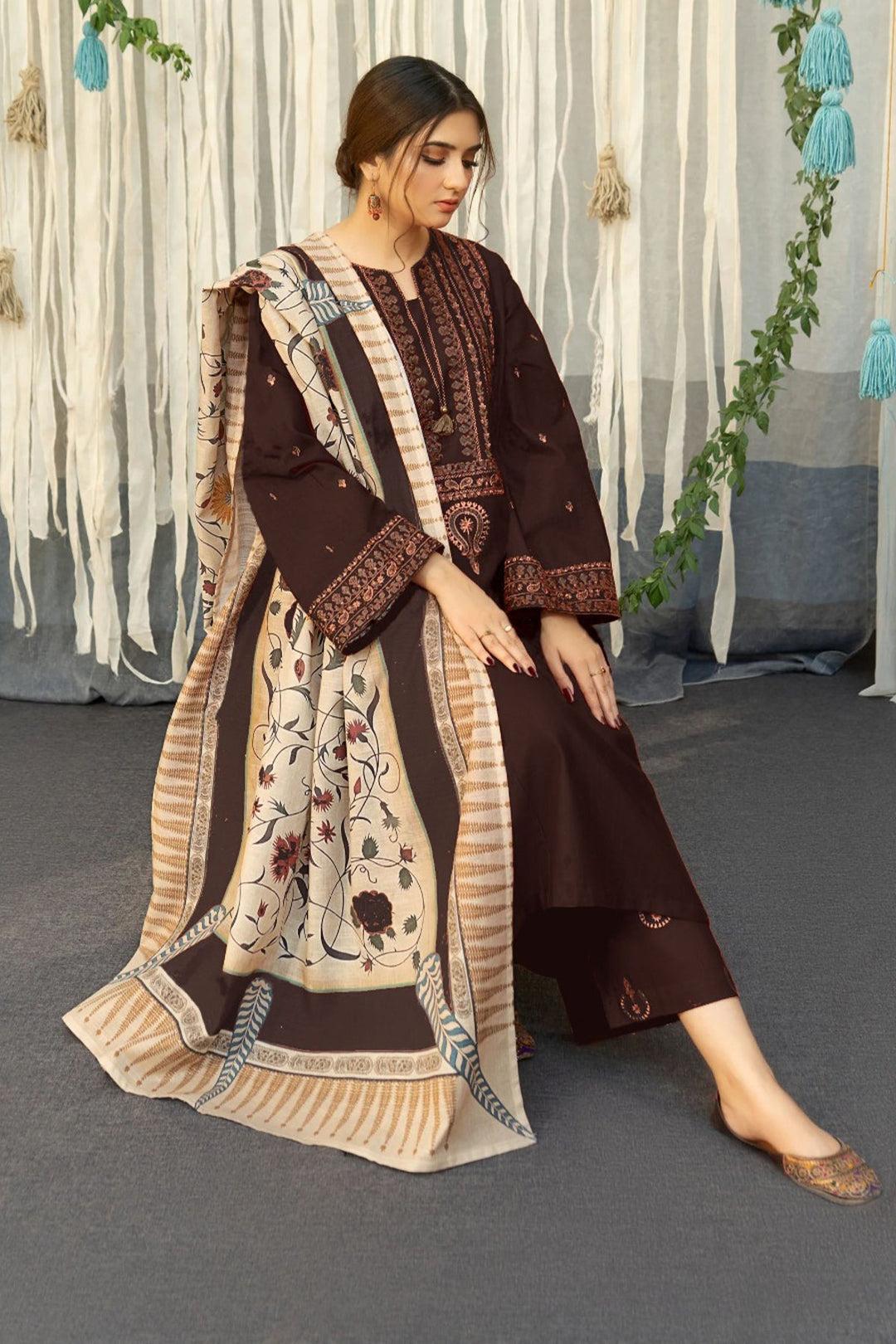 URGE Premium Air-Jet Dhanak – 3 PC Embroidered Unstitched Winter Suit