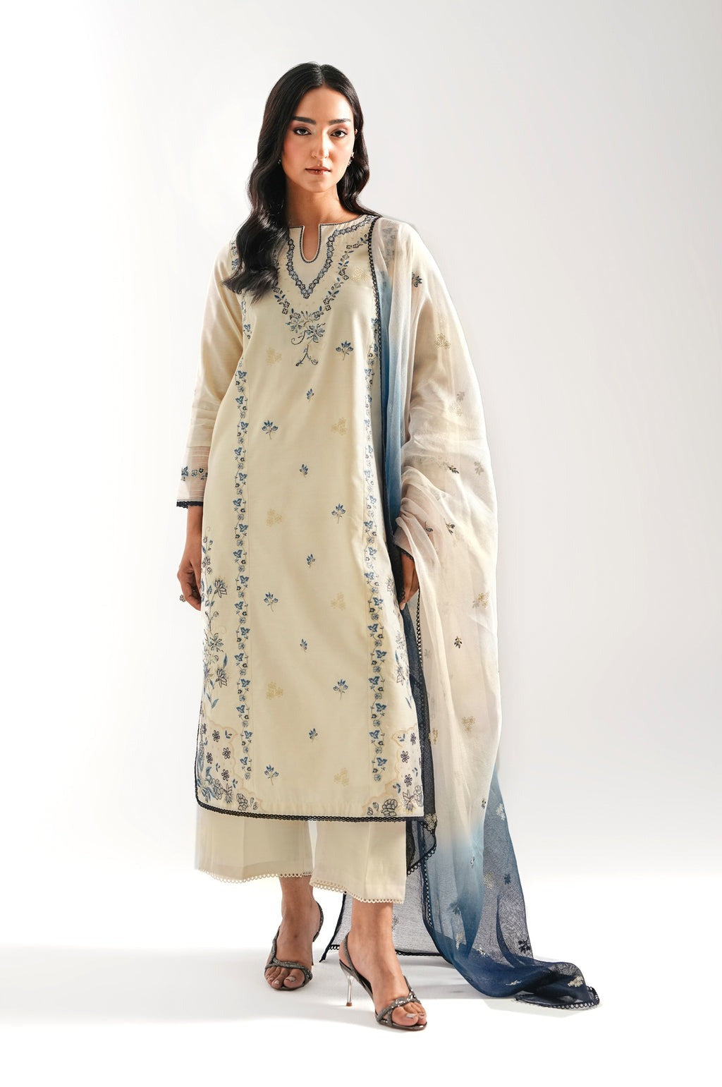 UNSTITCHED EMBROIDERED SUIT