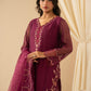 STITCHED EMBROIDERED KHADDI NET SUIT
