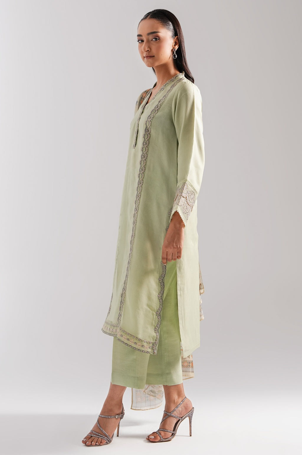 STITCHED EMBROIDERED ORGANZA SUIT