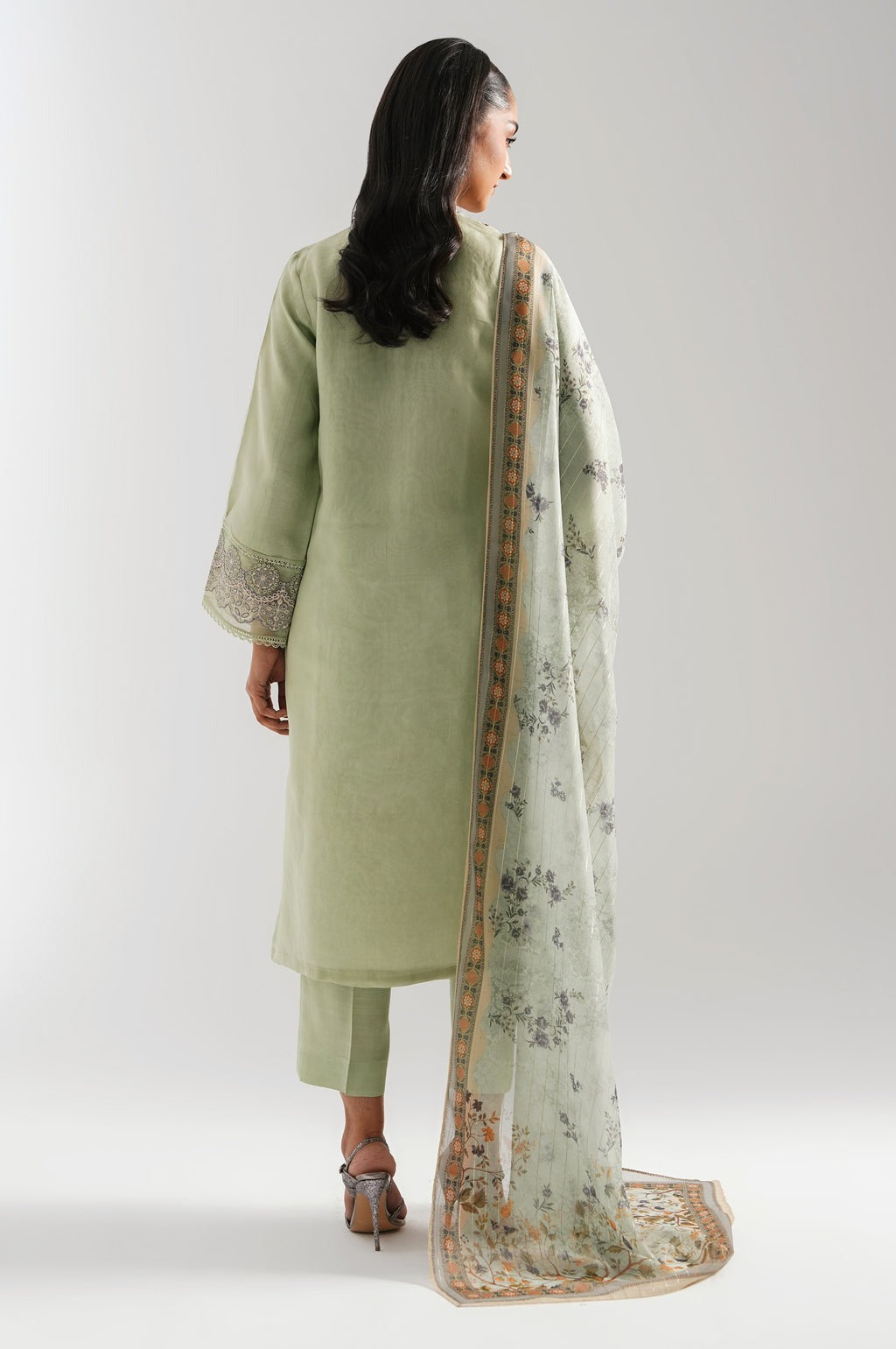 STITCHED EMBROIDERED ORGANZA SUIT