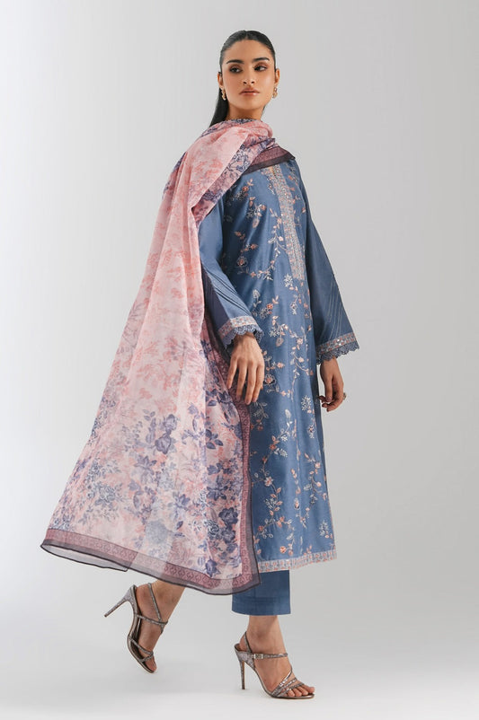 STITCHED EMBROIDERED COTTON NET SUIT