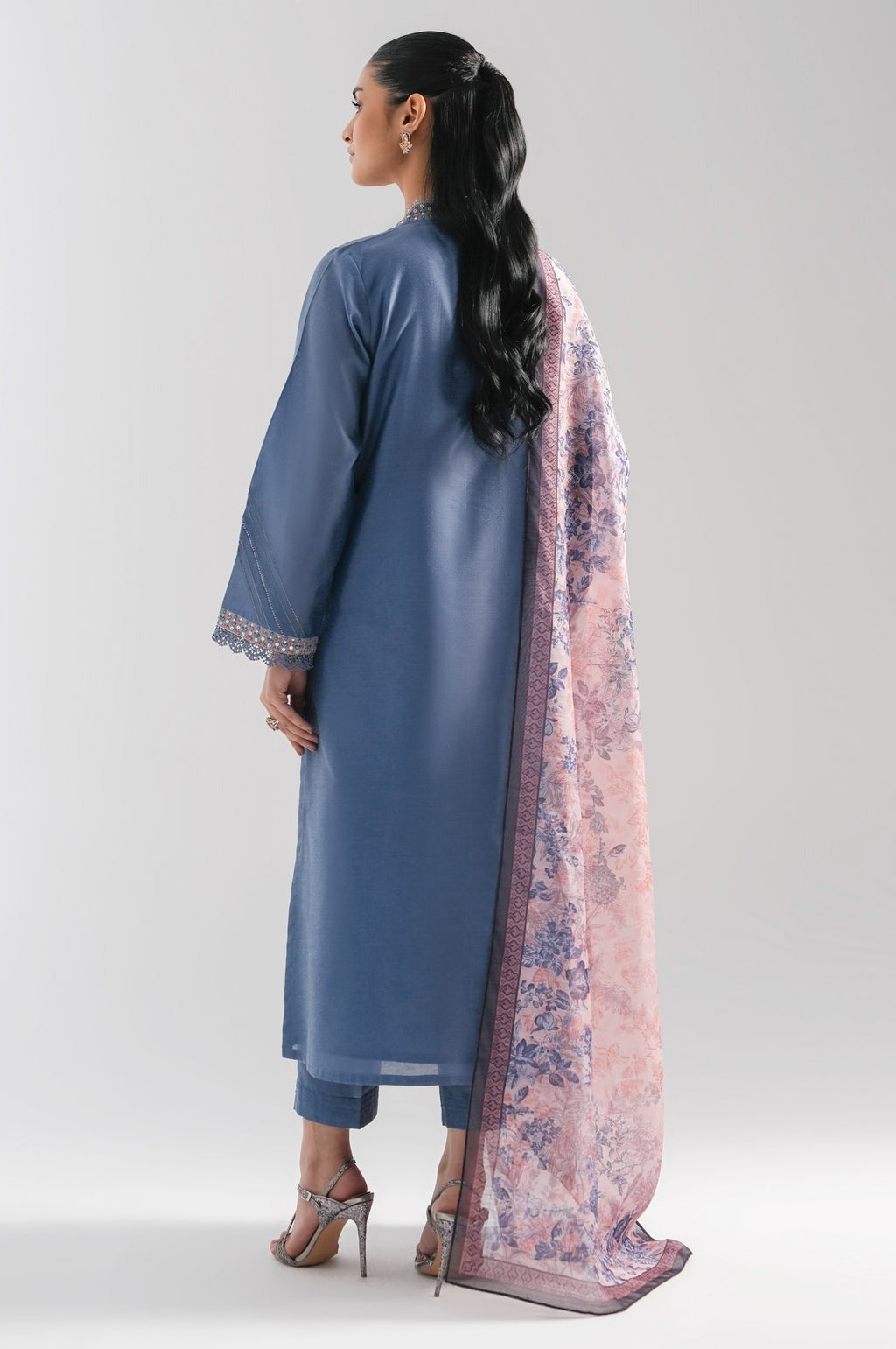 STITCHED EMBROIDERED COTTON NET SUIT