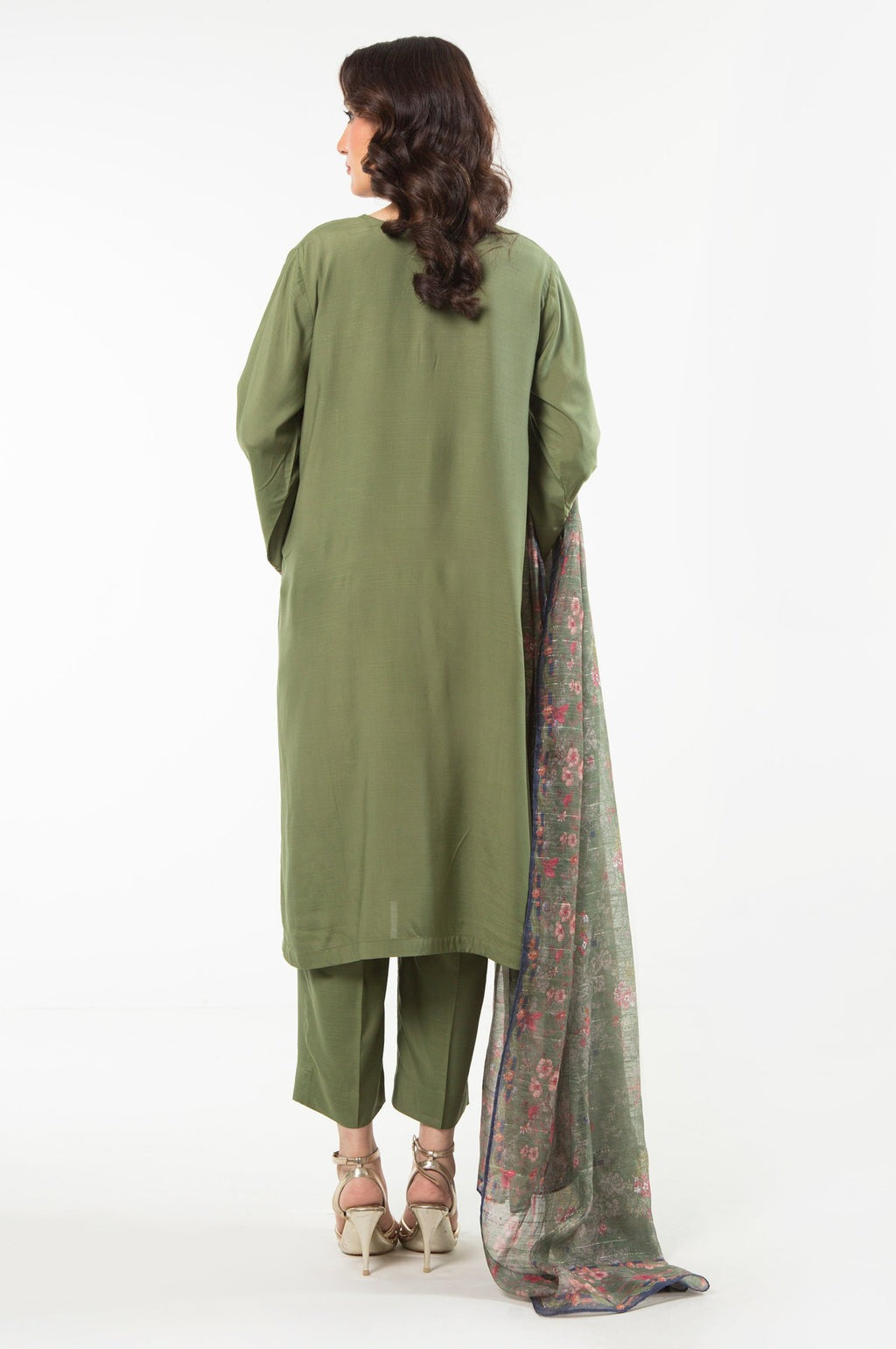 STITCHED EMBROIDERED RAW SILK SUIT