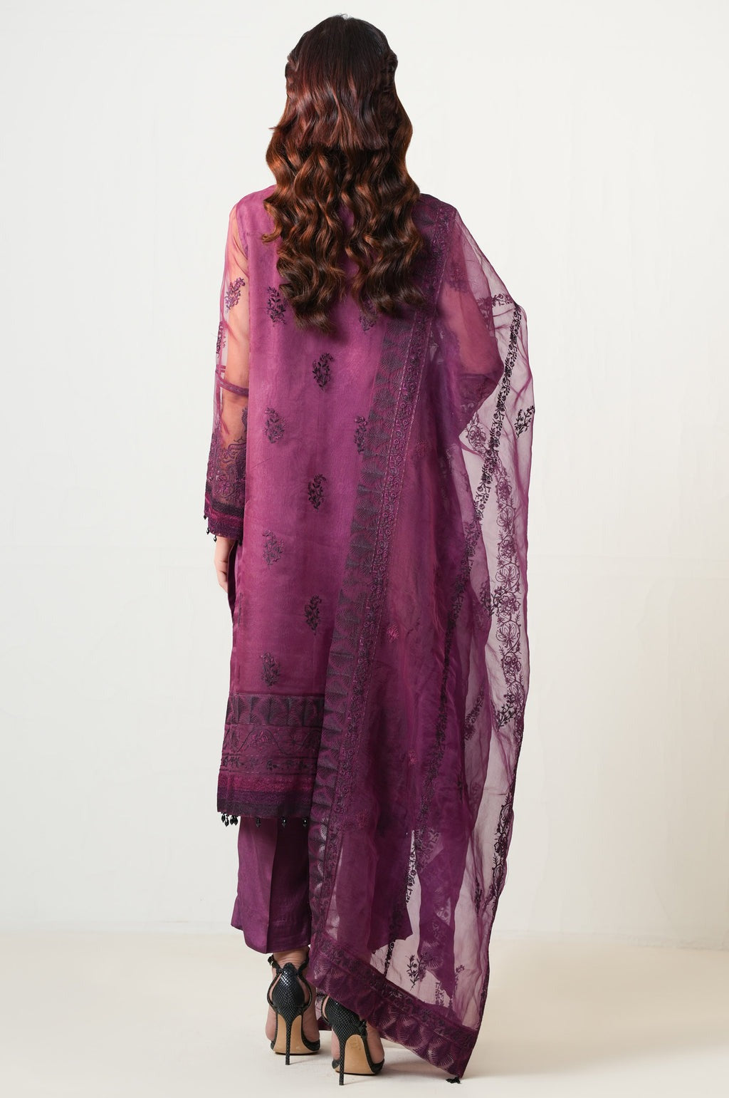 STITCHED EMBROIDERED ORGANZA SUIT